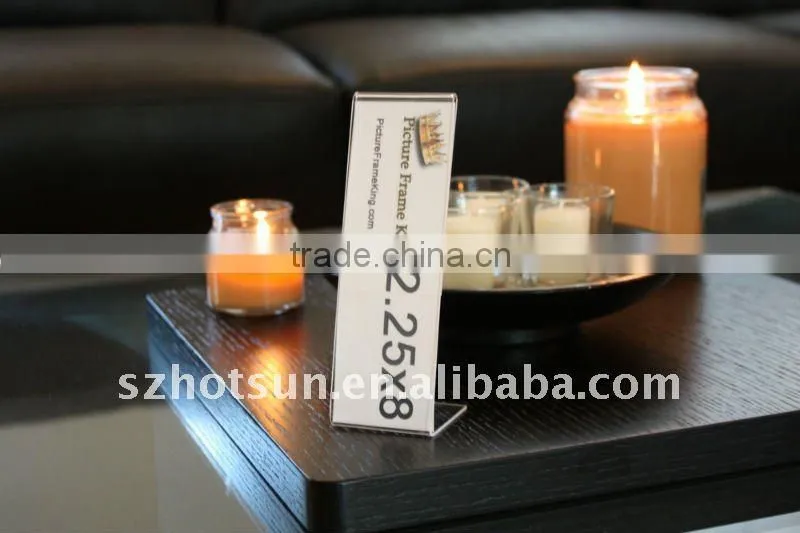 acrylic L shape desk price tag frame