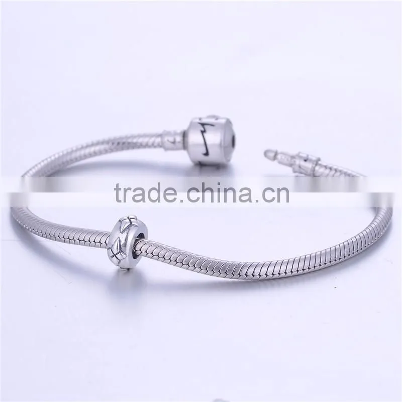 Antique Large Hole Inner with Silicon Stopper Silver Spacer Charm Custom Silver Beads