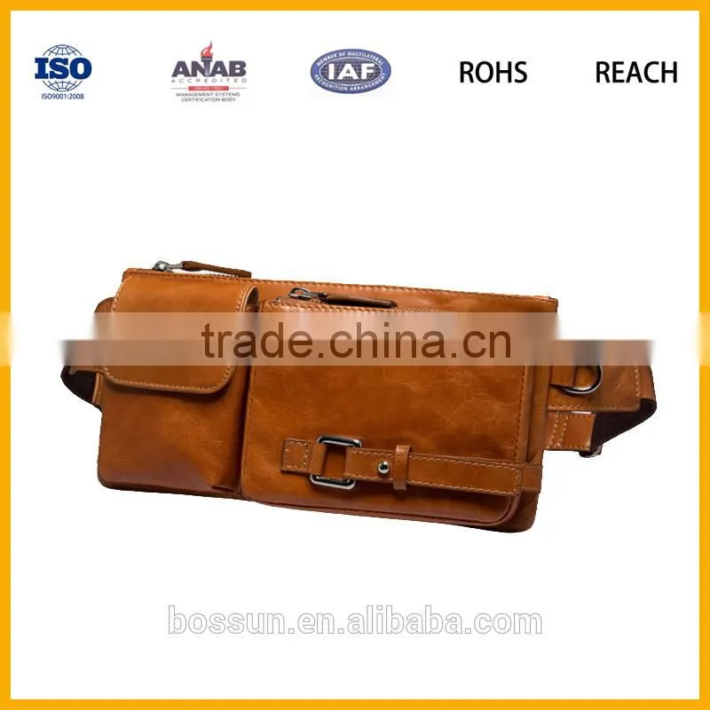 China manufacture hot sales leisure genuine leather waist bag