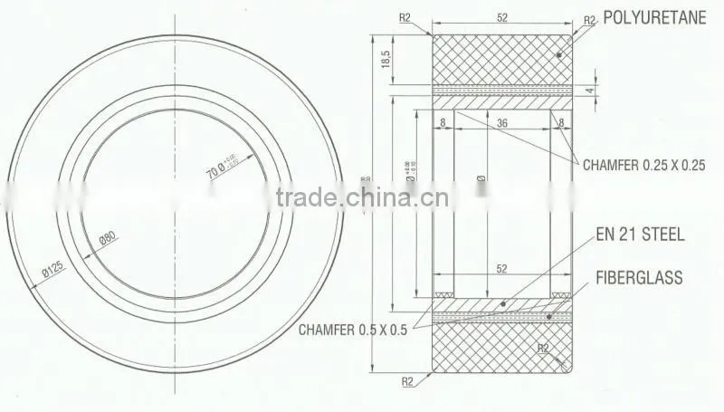 High abrasion resistant EN21 steel carousel urethane idler wheel