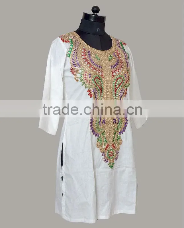 Delightful Pure Cambric Cotton Kurti With Embroidery