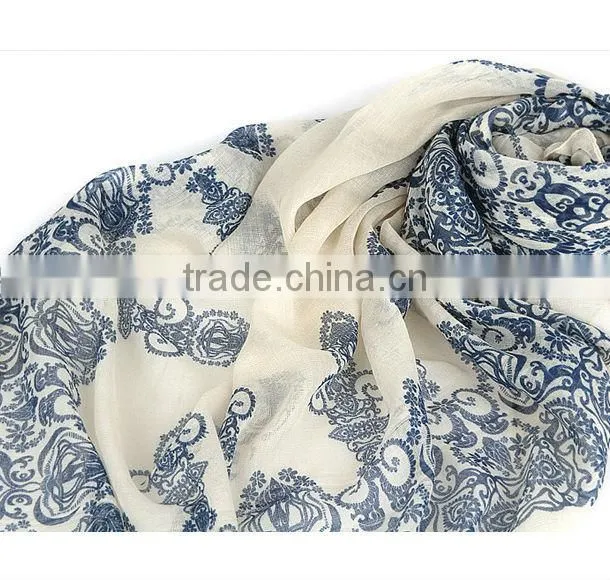 2016 New Fashion Viscose/Velvet Chiffon Scarf (BRZ036-2)