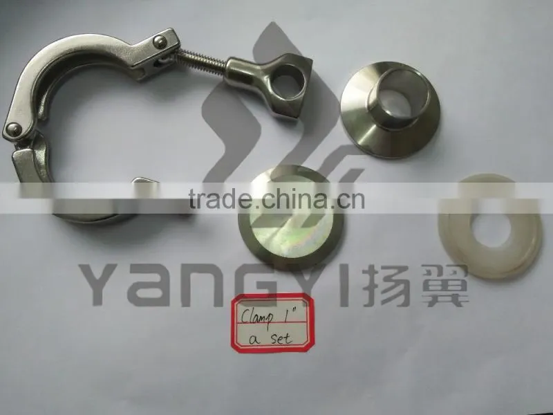 stainless steel 1'' tri clover clamp with end cap ferrule and gasket