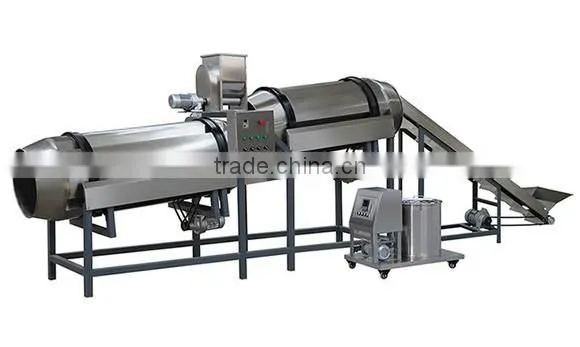 peanuts/potato chips/puff corn snack/fried snack pellets double rollers seasoning machine in china