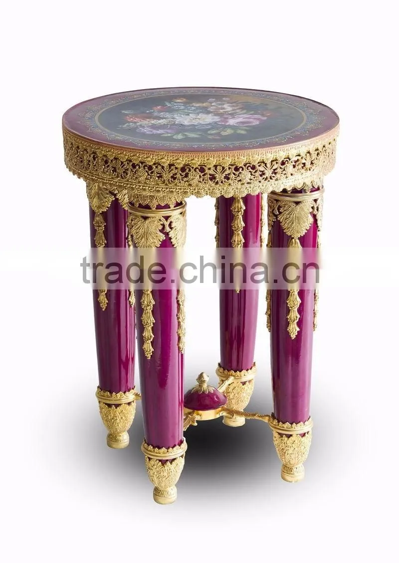 Adorable Cherubs Designed Porcelain Handicraft Small Round Table, Home Decorative Porcelain Art Table