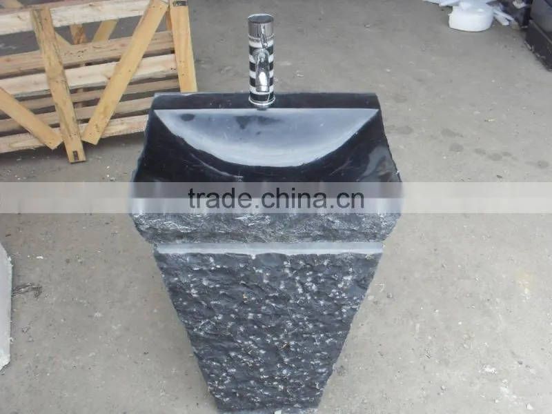 Nero marquina marble pedestal sink free standing sink