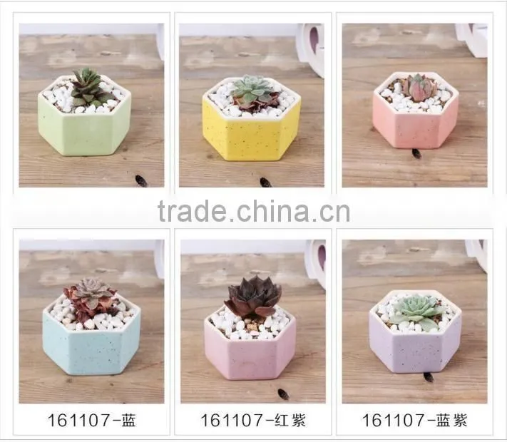Hot sale rainbow hexagon flower pot ceramic for planter