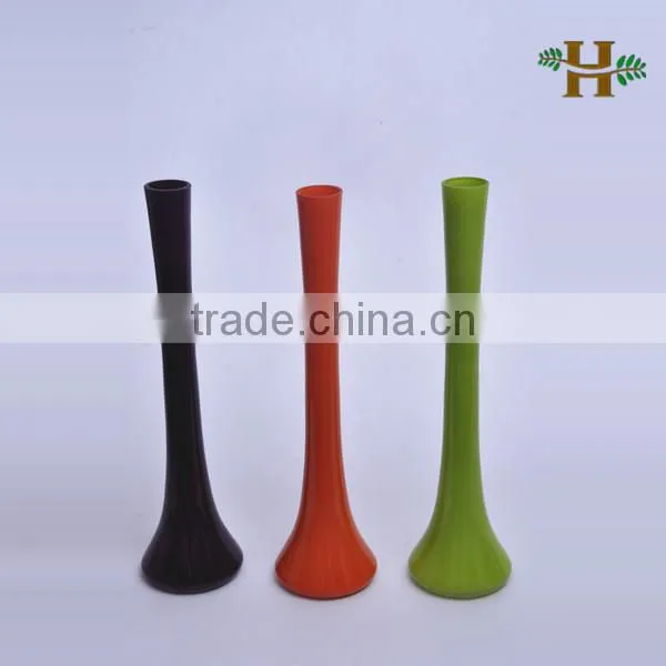 Little gourd shaped colored glass vase, handmade tall home use glass flower fork