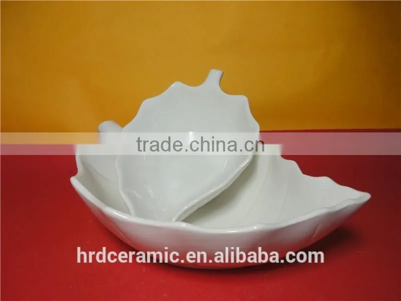 Wholesale 24*16*8cm ceramic white leaf dishes