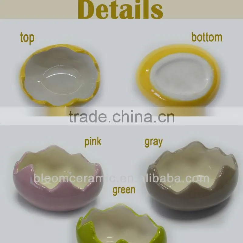Indoor egg shaped ceramic flower pot