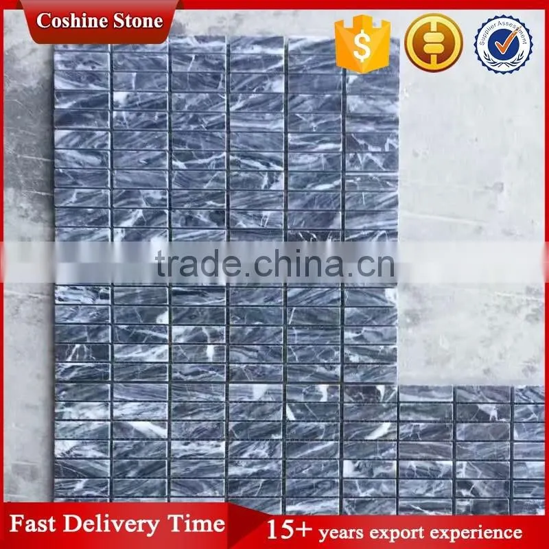 Popular polished oblong shape carrara dark grey marble mosaic tiles