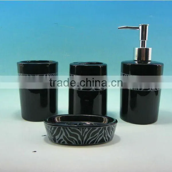 2012 hot sale full printing brown 4pcs Bath Accessory Set