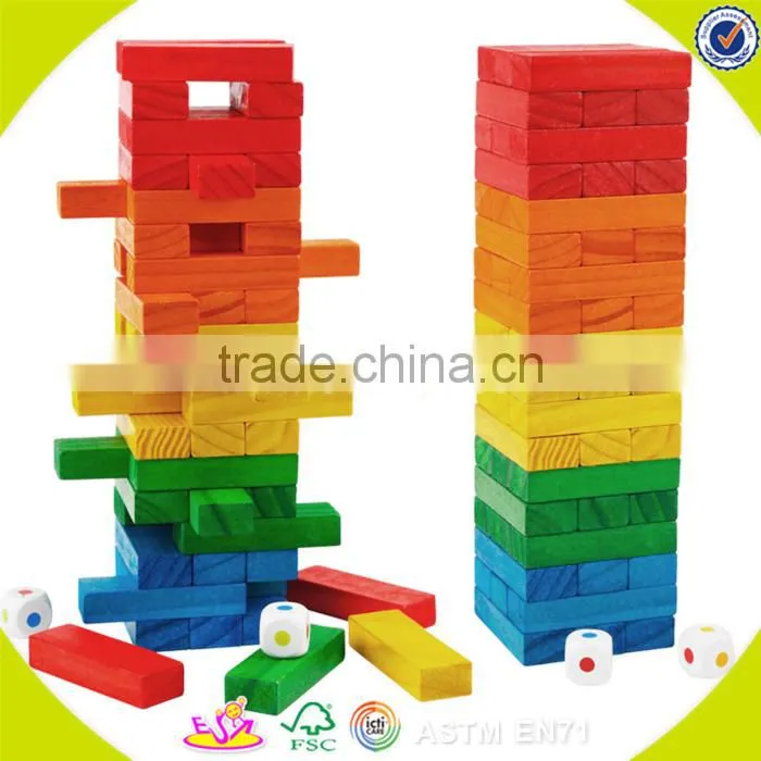 wholesale brain training wooden stacking bricks toy funny kids wooden stacking bricks toy colorful stacking bricks toy W13D082