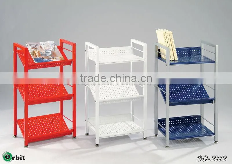 Colorful Metal 3 Tier Book Storage Shelf Magazine Display Rack DIY Bookcase