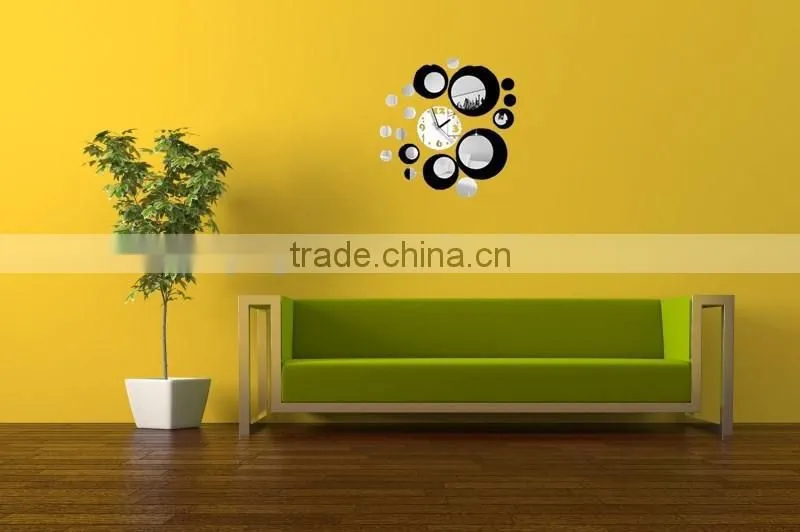 Latest decorative wall mirror clock sticker for home decoration, clockwall stickers,sitting room fashion mirror wall stickers