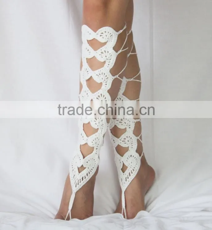 Crochet Cotton Barefoot Sandals Foot Anklet Bracelet Ankle Chain Beach,Barefoot Gladiators Sandals