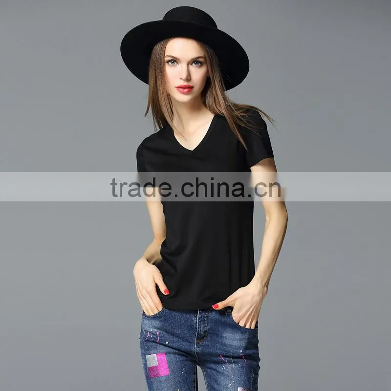 Wholesale slim fit blank t-shirt women short-sleeve t shirt design