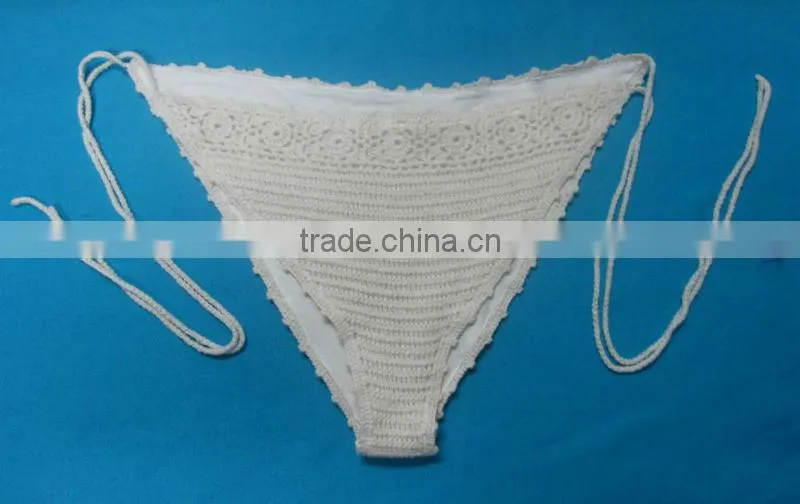 cotton crochet bikini pants with lining