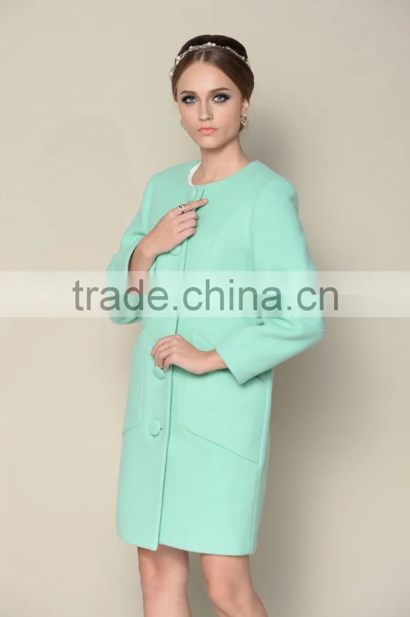 long style elegant plain red and green ladies fashion winter coat factory