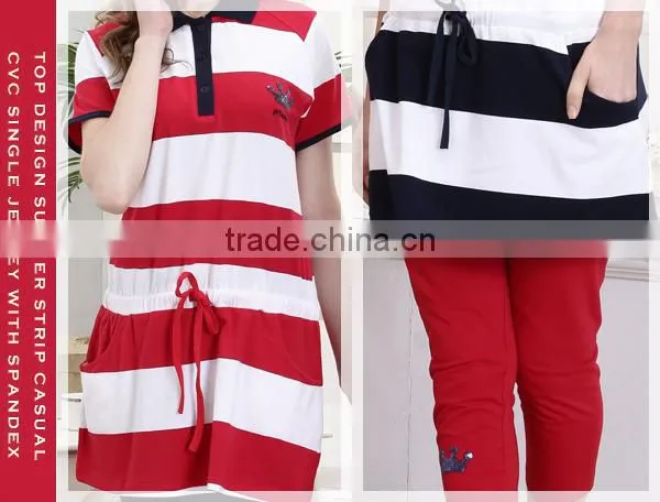 2015 pyjamas women summer polo collar yarn dyed striped pyjamas for women