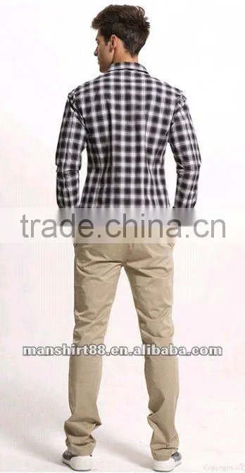 Excellent new style Grey Plaids Slim fit Shirt for men S,M,L,XL,XXL