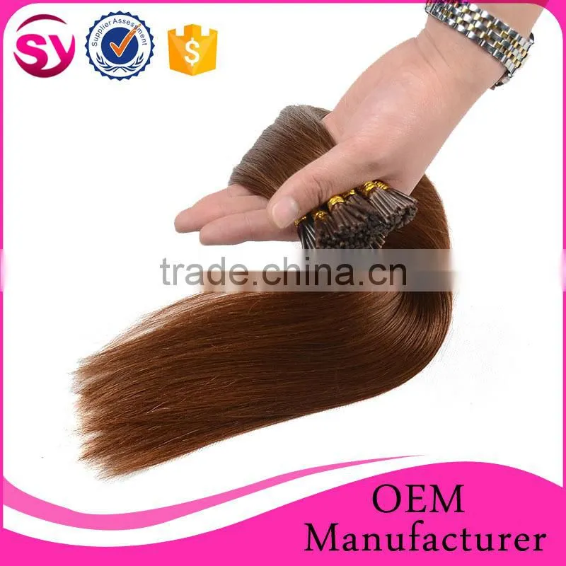 New Arrival UK Hot Selling U Tip 100 Keratin Tip Human Hair Extension Straight Brazilian I Tip Hair Extension Wholesale