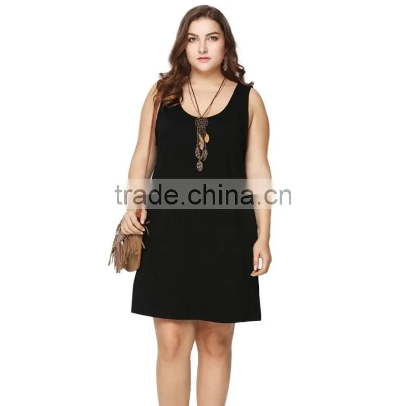 Summer Women Sleeveless Custom Plus Size Black Halter Dresses Ladies Loose Casual Midi Dress