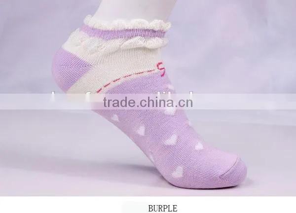 100%cotton pretty lace love heart pattern women socks