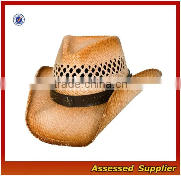 SCB001/ High quality raffia straw cowboy hat