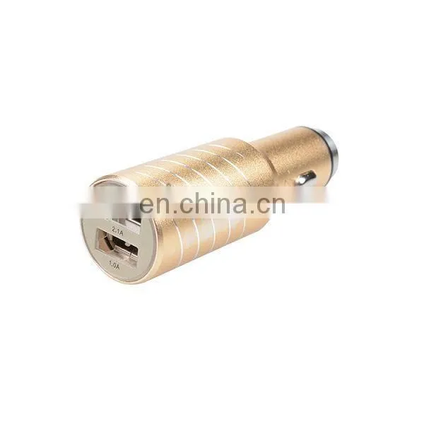 3 in 1 Gold/Silver Aluminum Alloy Anion air purifier 5V 3.1A Dual USB quick charge safty hammer Car Charger