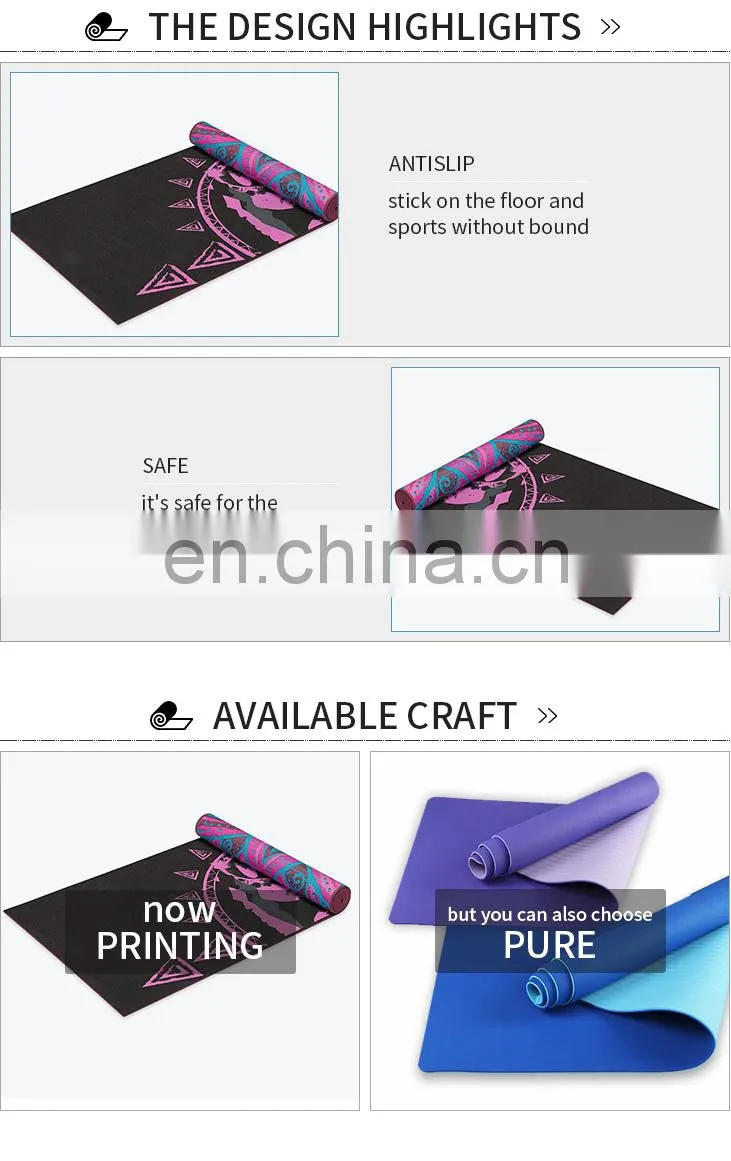 design custom size silicone foldable antislip black yoga mats