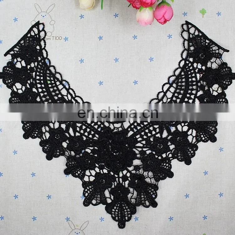 2017 latest custom embroidery neck design lace collar for wedding dresses