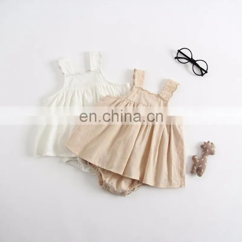 Lovely Summer Hot Sale Slip Dress Romper One Piece Baby Girl Cotton Romper