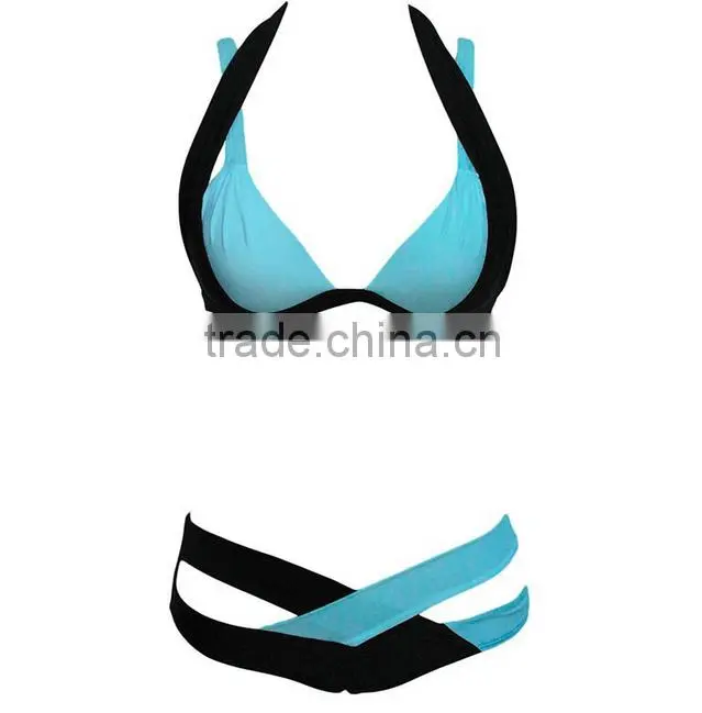 2016 new design girl Sexy european style bikinis black and white Women's Bikini Style free samples