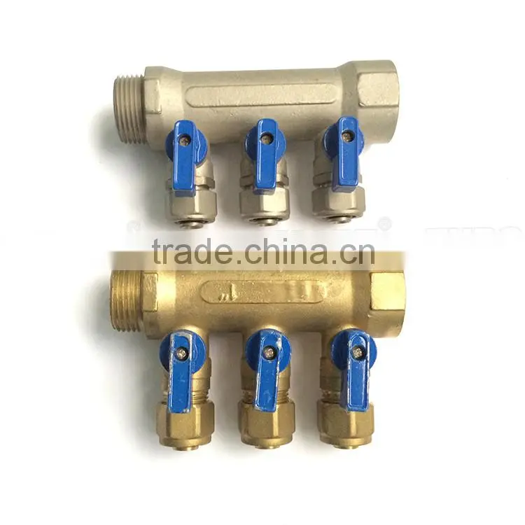 Reasonable price pex gas pipe manifold brass 3 valve manifold for pex al pex pipe