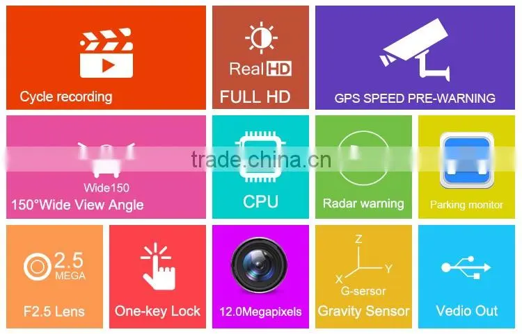 Ambarella A7 Full HD 1080P build-in radar detector 1500M warning No ticket model Car Black Box / Car DVR