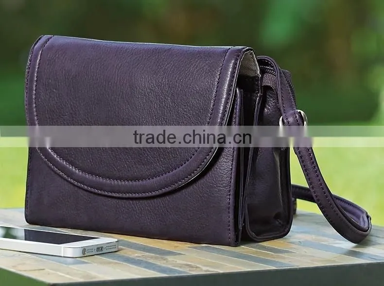 Super design small multi pocket leather crossbody bag leather shoulder organizer bag