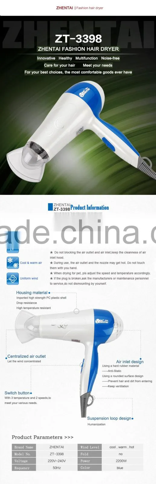 High Quality Blow Dryer Pet Dryer DC Motor Salon Hair Blower