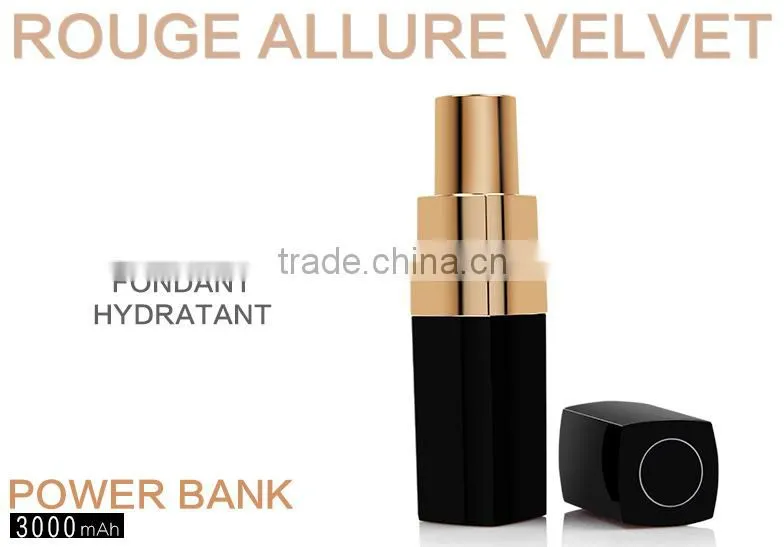 Channel lipstick power bank 3000mah rechargeable battery li-ion china goods