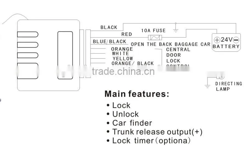 24V vehicle keyless entry auto security system hot sale in Vietnam