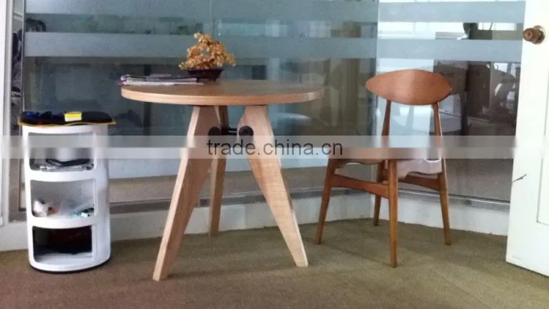 Jean Prouve round 80cm wood dining table