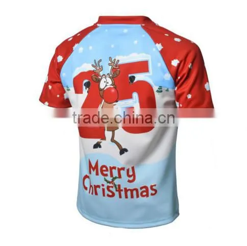 High quality sublimation stretch red white rugby jersey
