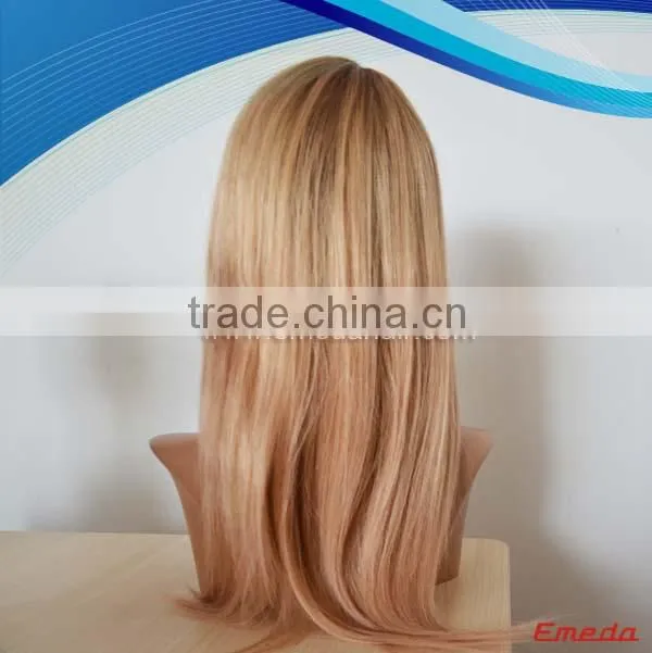 Wholesale cheap 100% European hair Honey Blonde Human Hair Full Lace Wig