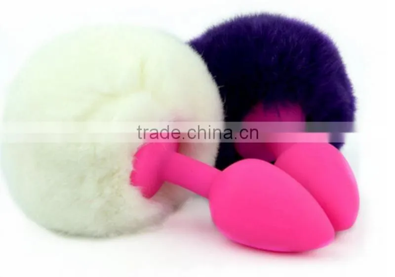Food Grade Silicone Anal Sex Toys Rabbit Tail Anal Plug