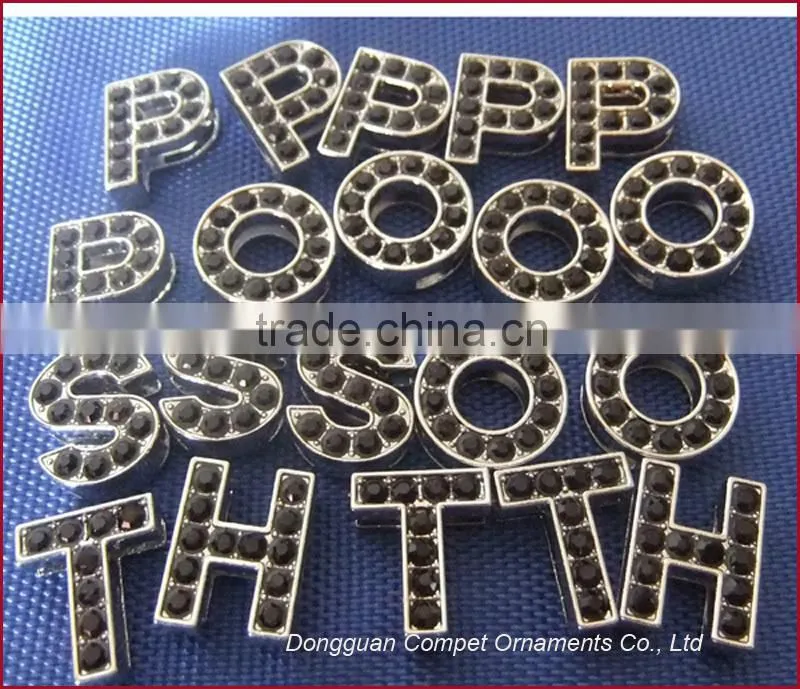 10MM zinc alloy letters, the 26 English letters, DIY black diamond letters, DIY rhinestones letter