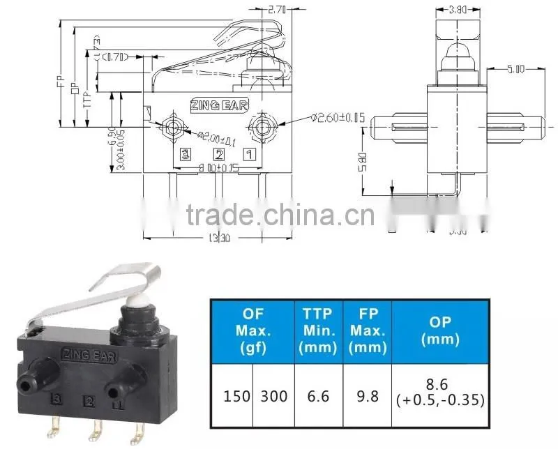 Top selling 40t85 Subminiature waterproof micro switch 12v 0.1A China customized designs