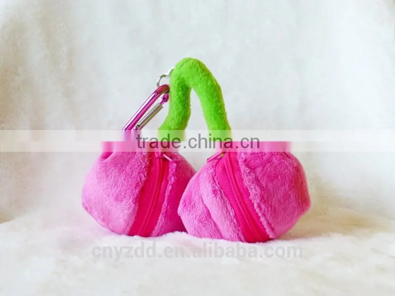 Plush Fruit Cherry Shape Coin Purse/Plush Toy Cerry Purse/Plush Promotional Coin Purse