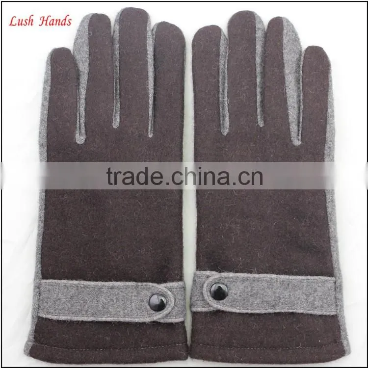men simple brown woolen hand gloves men with belt