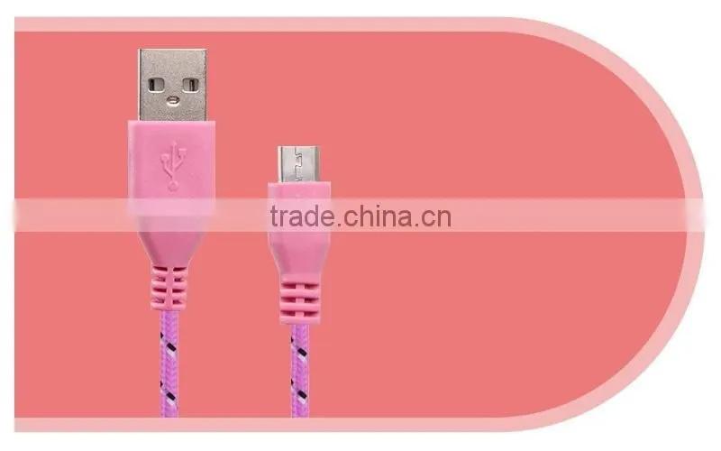 HOT 1M/2M/3M Nylon Fabric Braided Micro Data Sync USB Cable