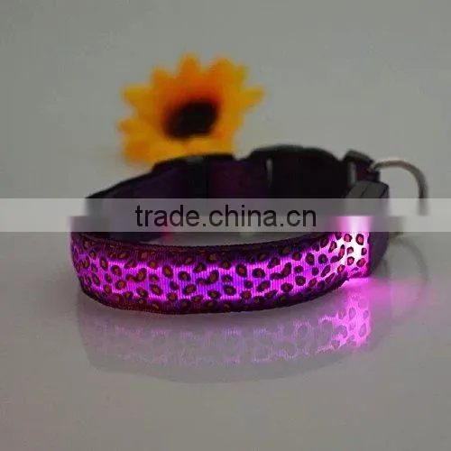 Adjustable Fashionable Flashing Leopard Grain Series Pet Dog Safety Collar,6 Colors to Choose